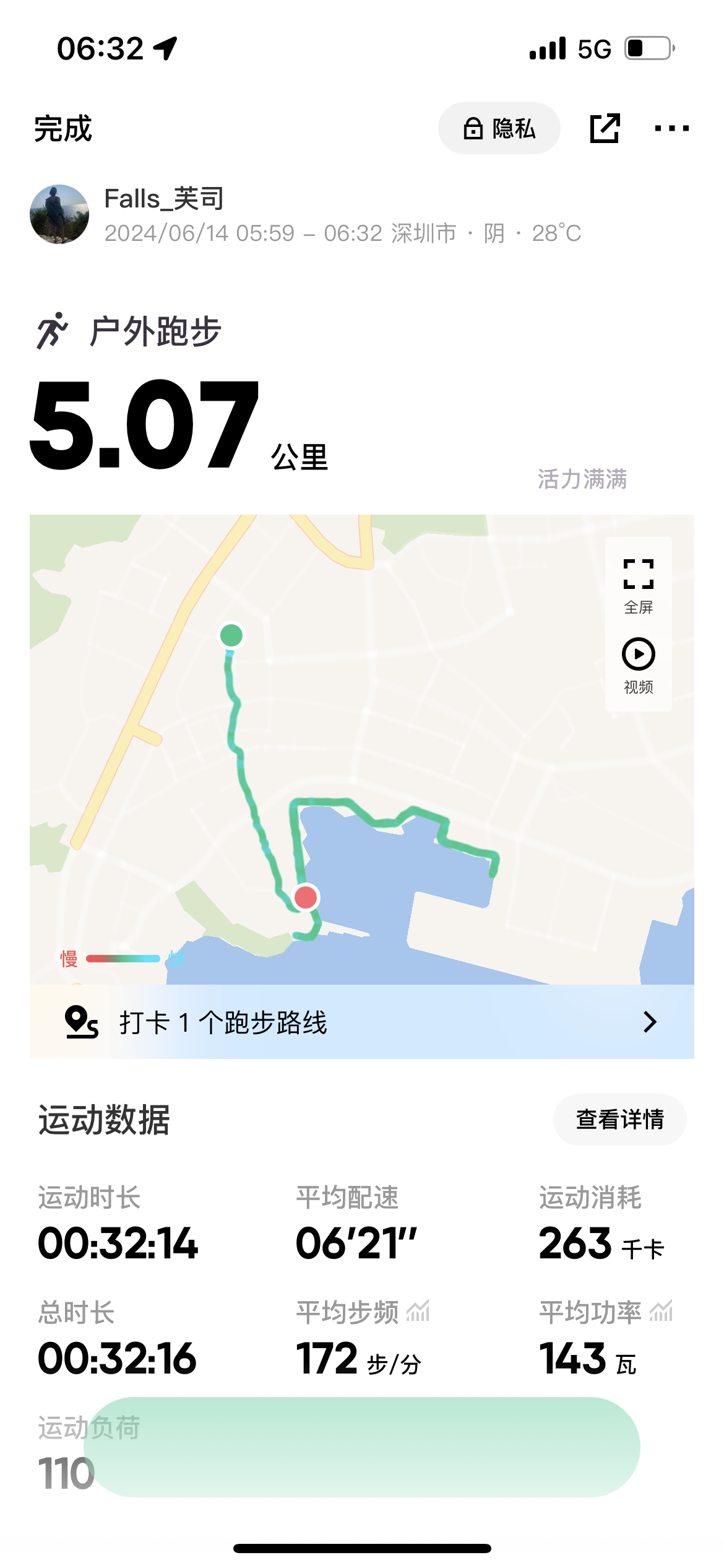 Running my miles in the morning. 