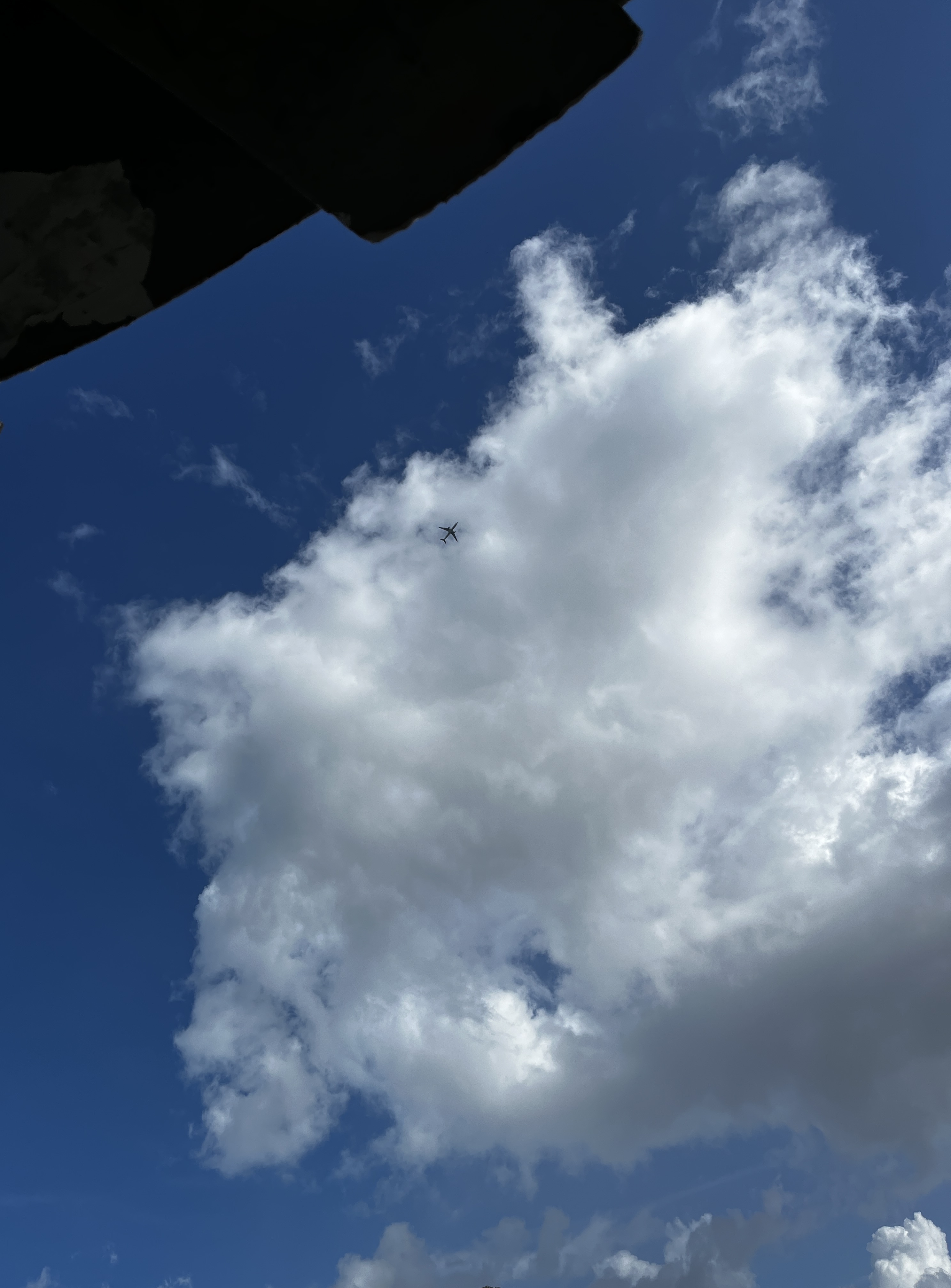 Airplane over the roof.