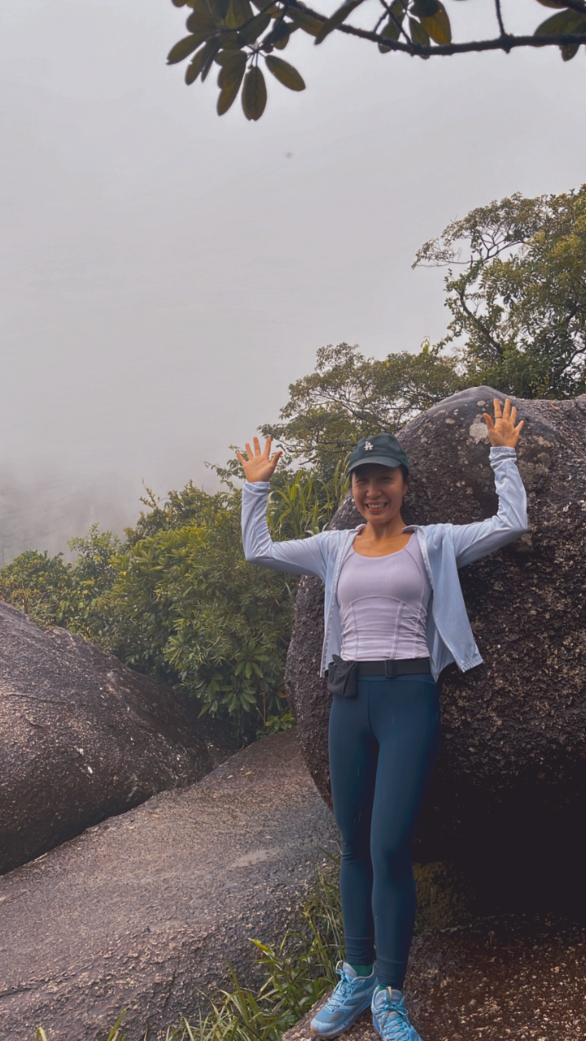 Enjoy rainy day hiking out in a mountain.