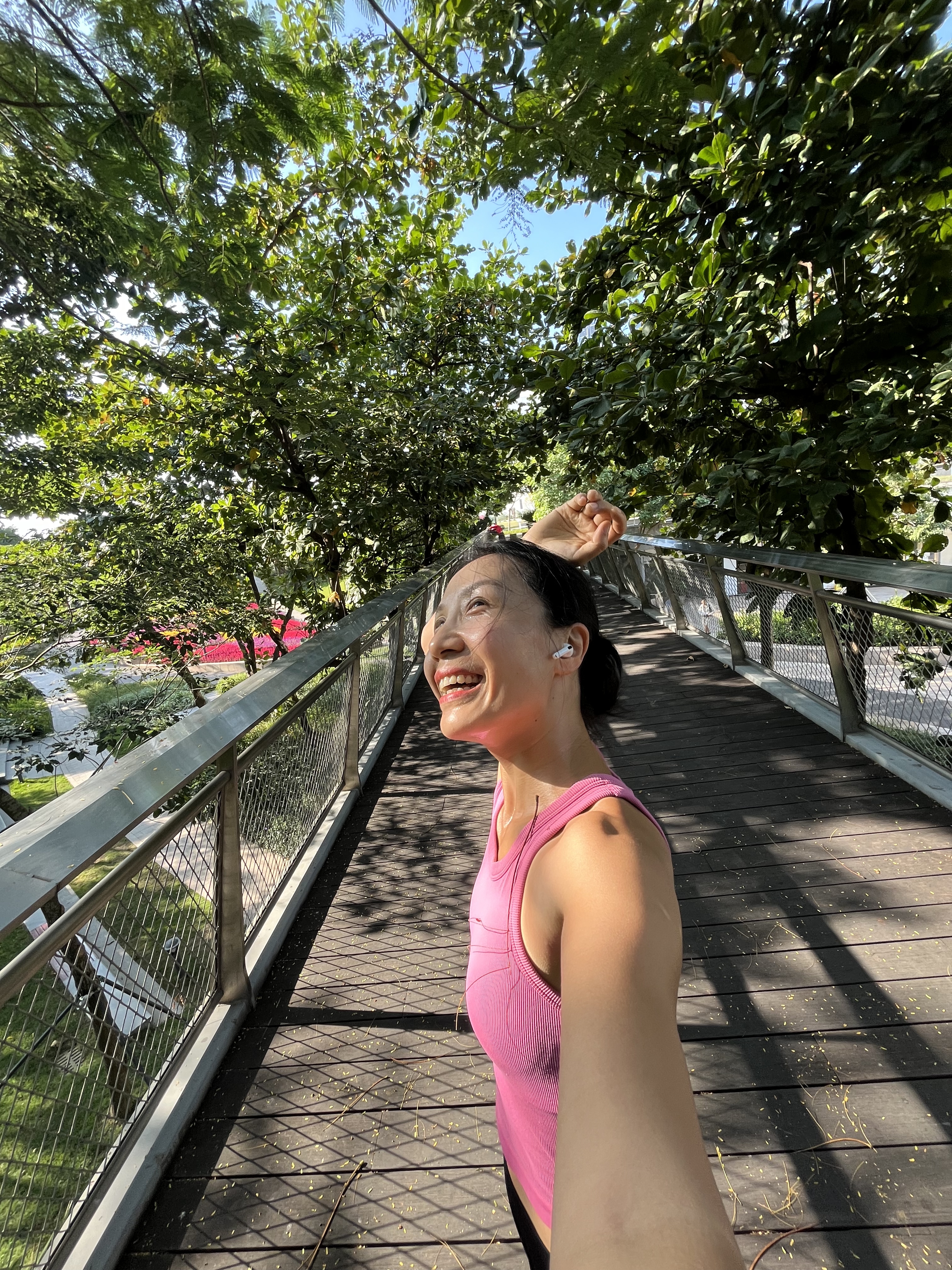 After running in the morning sunshine