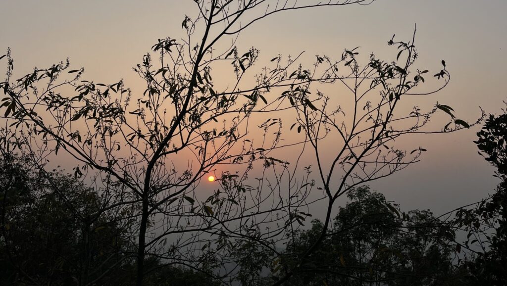 Sunset over the mountain top