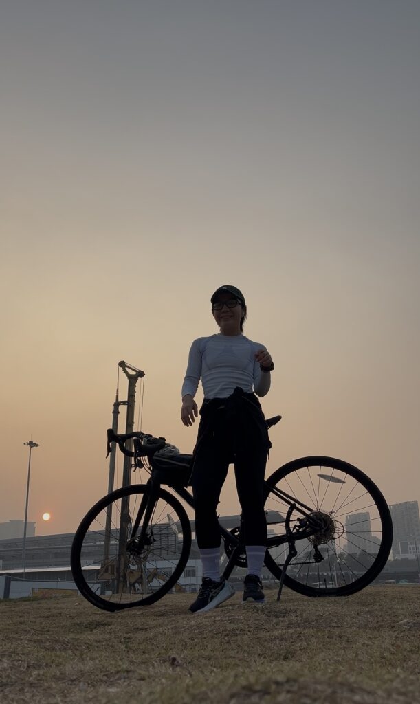 Falls out riding her bike