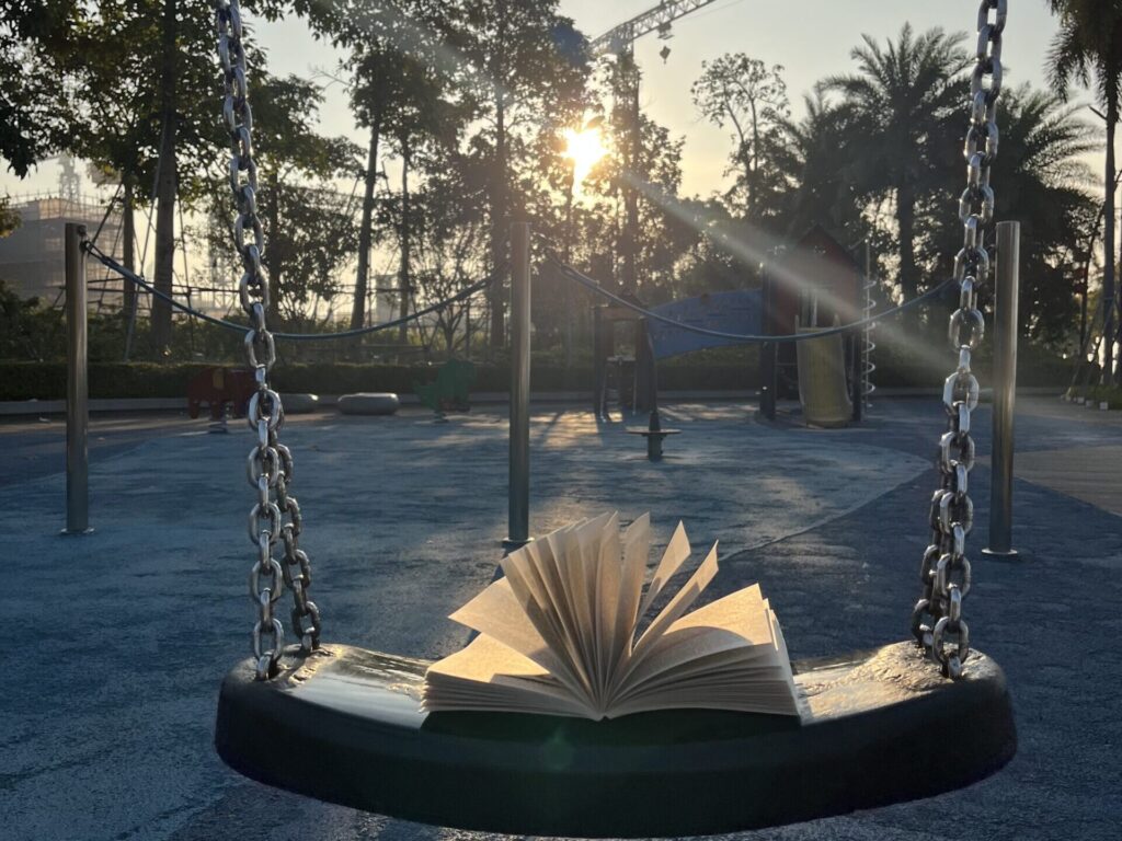 A open book on the swing
