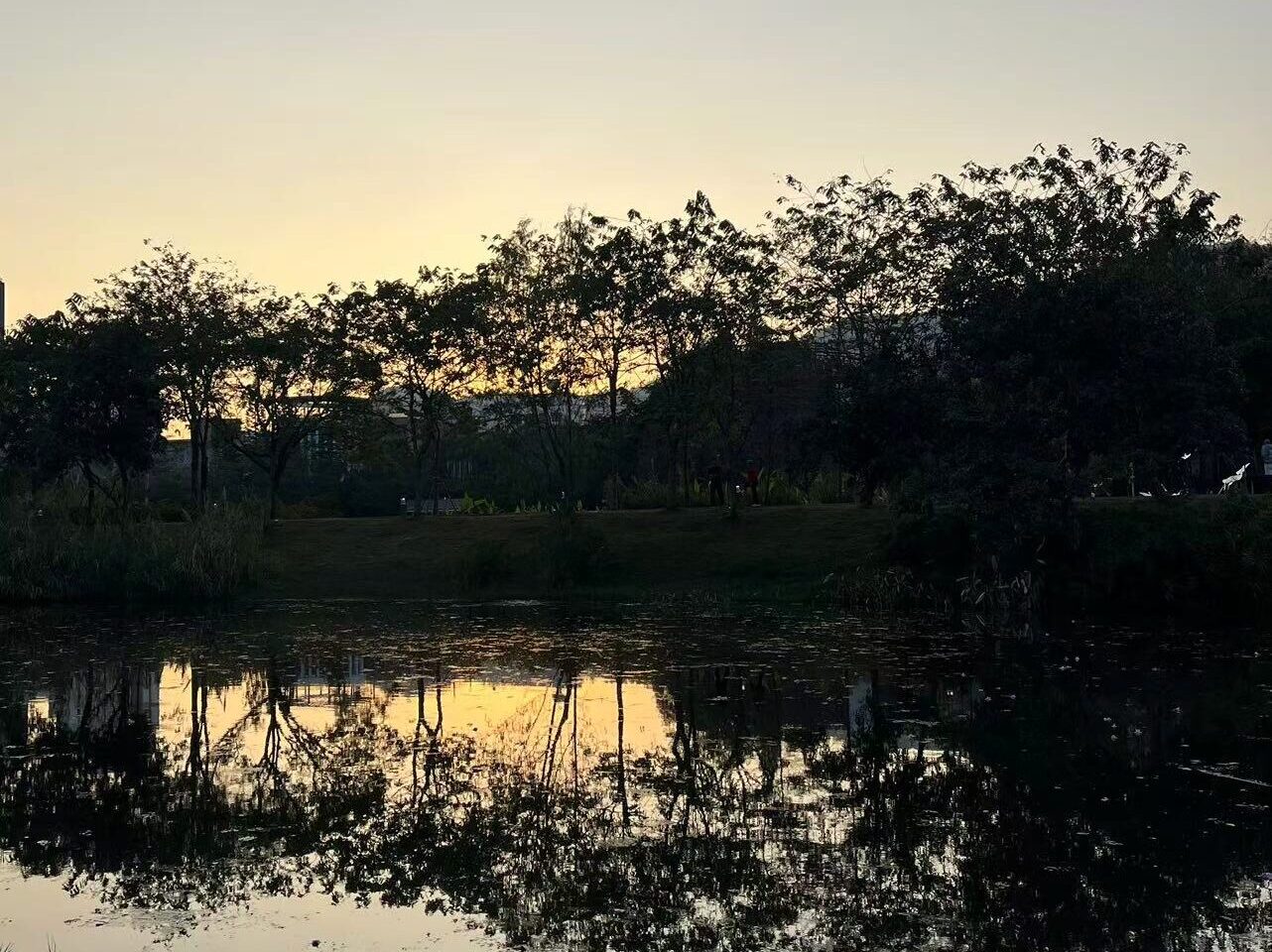 Sunset against the water