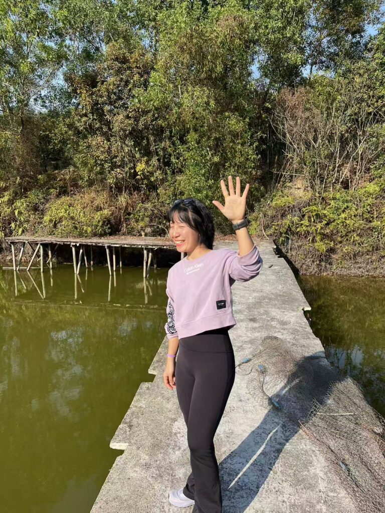Falls standing smiling