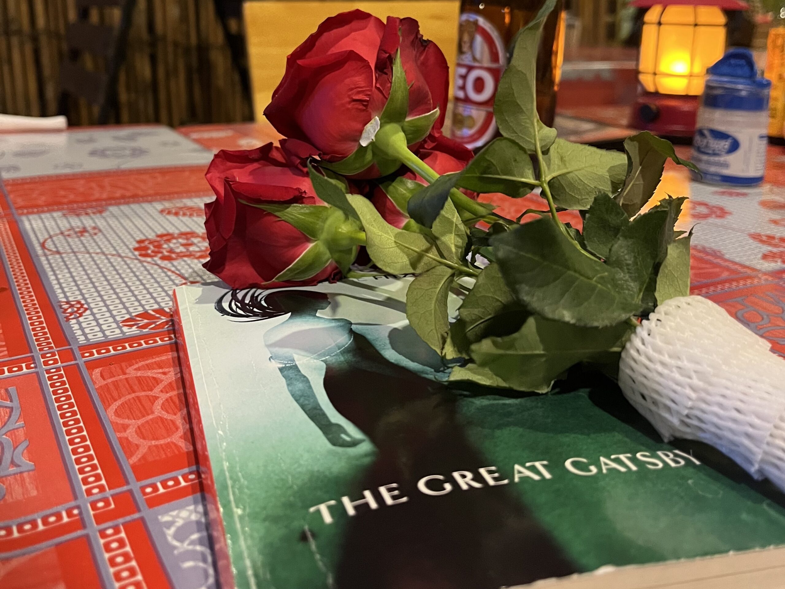 Book and roses