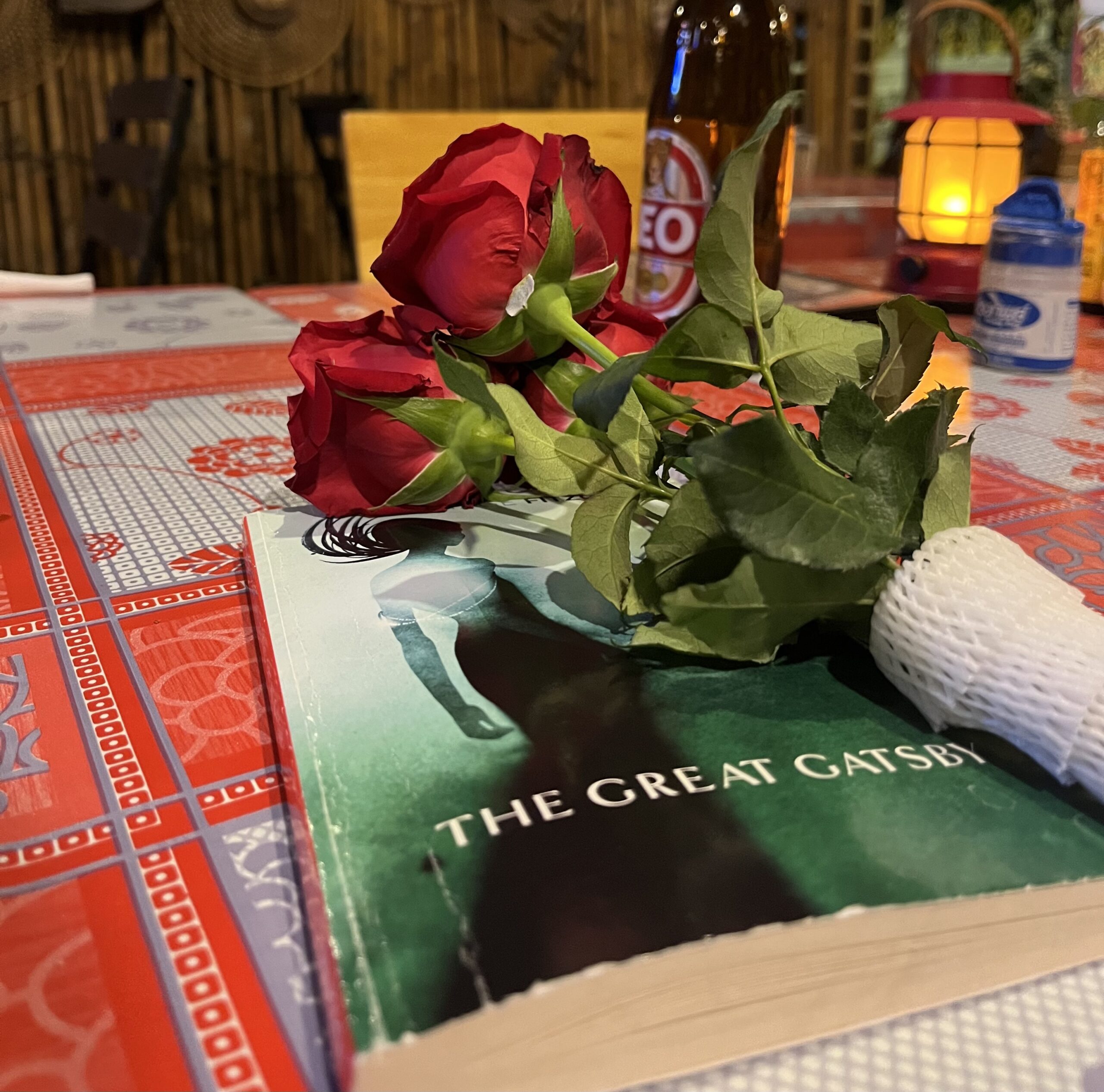 Book and roses