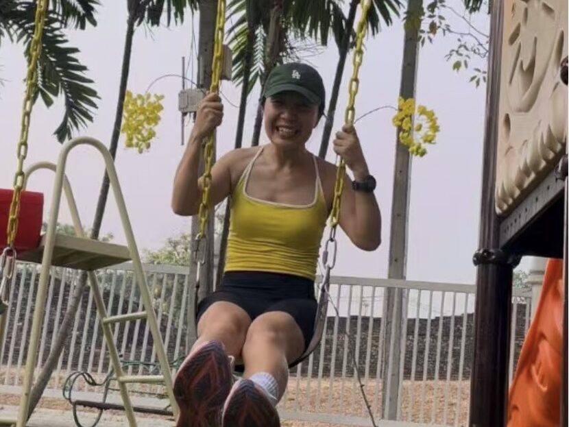 Smiling on a swing and enjoying a carefree moment on my birthday.