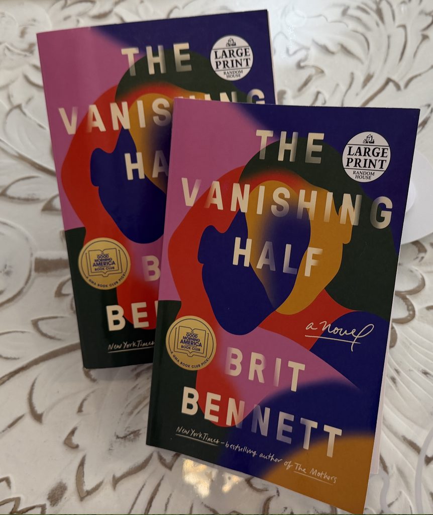 Two copies of The Vanishing Half on a table  